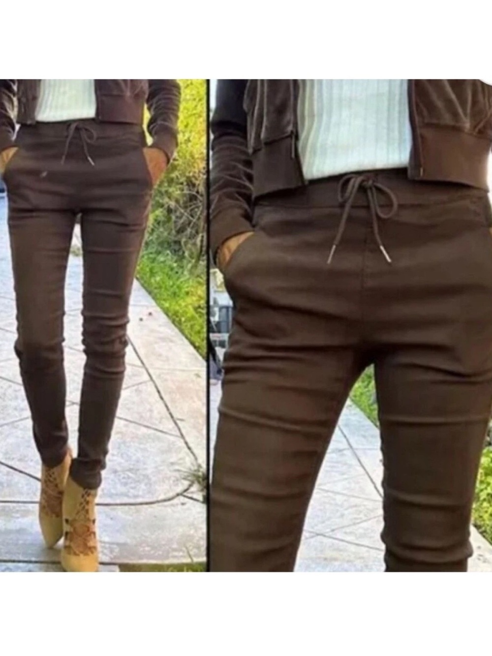 Bevy Flog Shely Brown Check Drawstring Pants